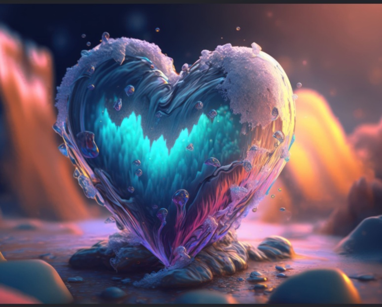 Glowing crystal heart